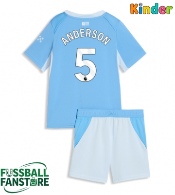 Manchester City Elliot Anderson #5 Replik Heimtrikot Kinder 2026-27 Kurzarm (+ Kurze Hosen)